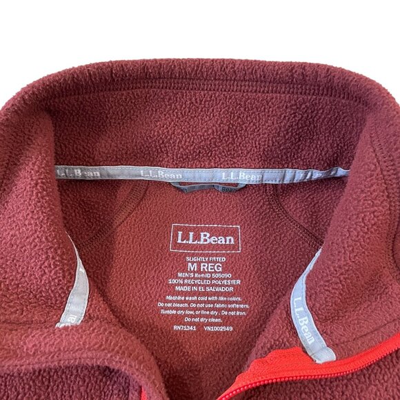 L.L. Bean Trail Fleece Men's Size Medium Rustic Red Full Zip 3-Season Wear - Picture 2 of 5
